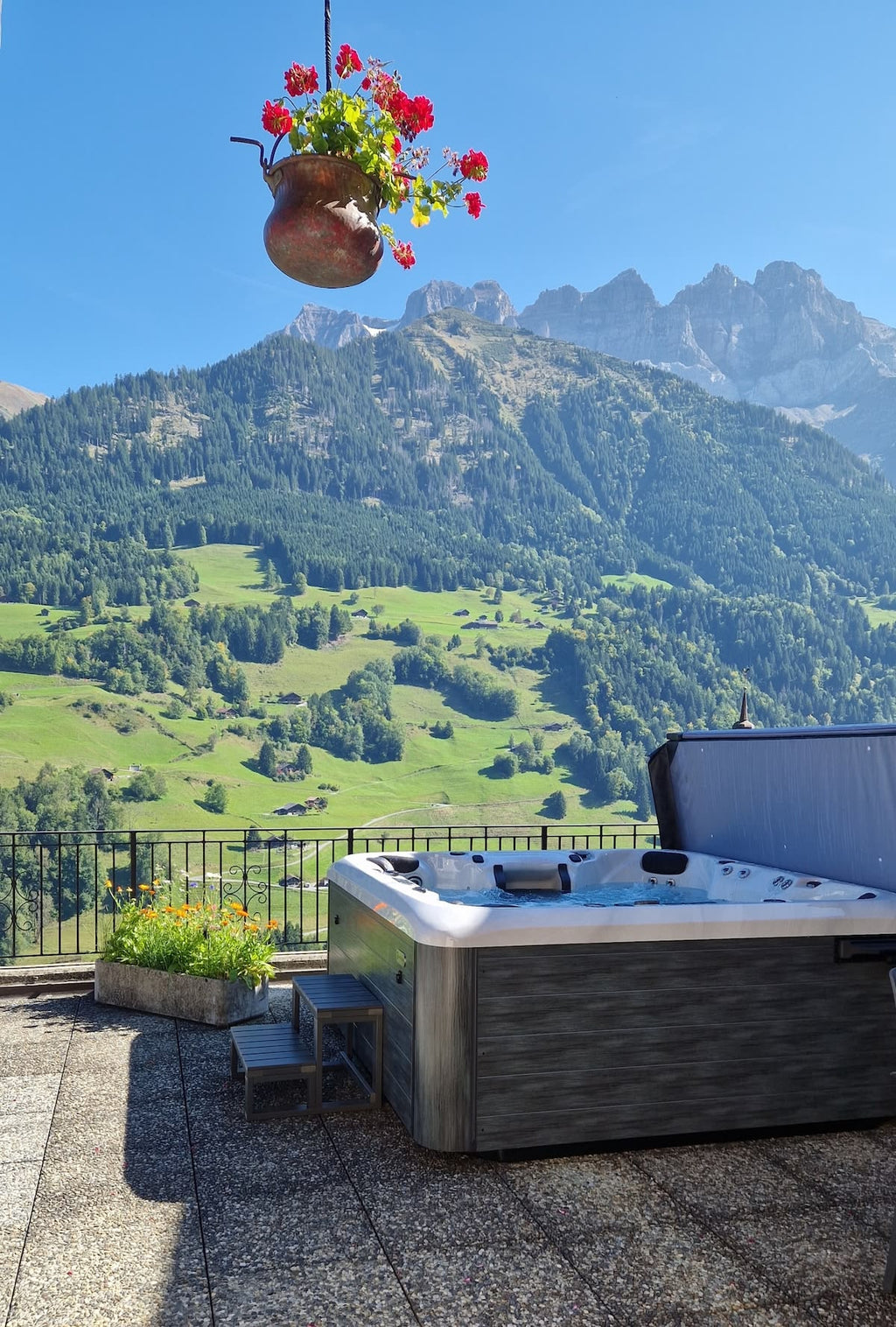 Swiss Alps Wellness Retreat with Jacuzzi & Mountain Panorama