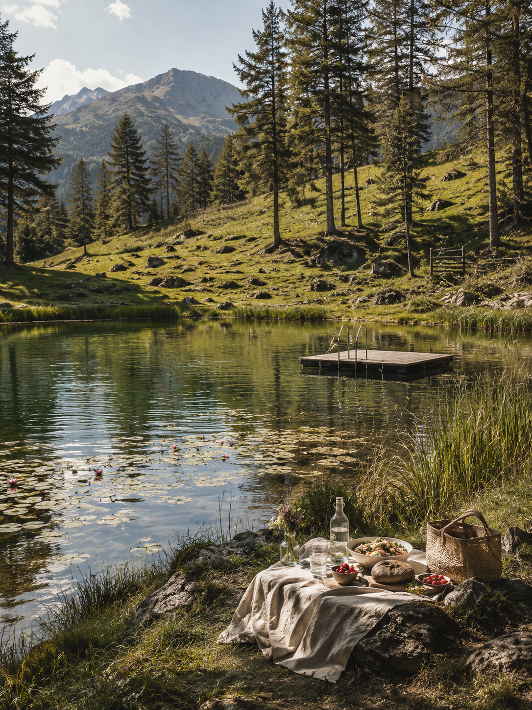 Engadin: An Alpine Lake Swim with a Lakeside Meal